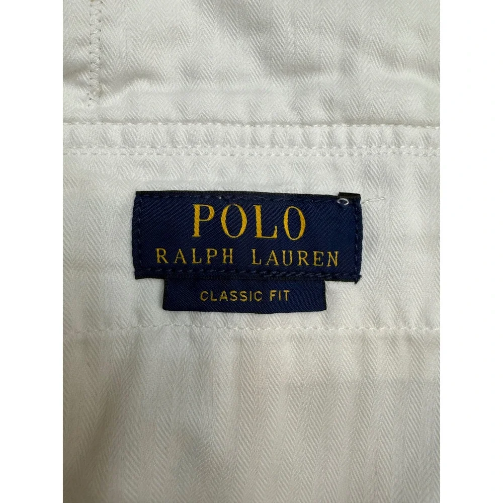Polo Ralph Lauren Mens Classic Fit Cargo Shorts White Cotton Drill Size 42